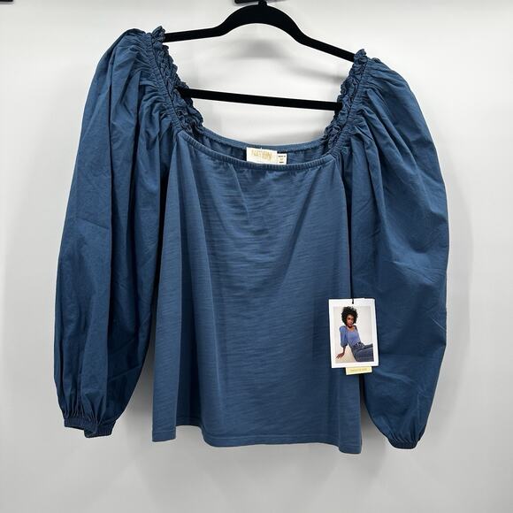 Nation LTD Tops - Nation LTD Top Womens Medium Carolina Blue‎ Dale Renaissance Puff Sleeve NWT